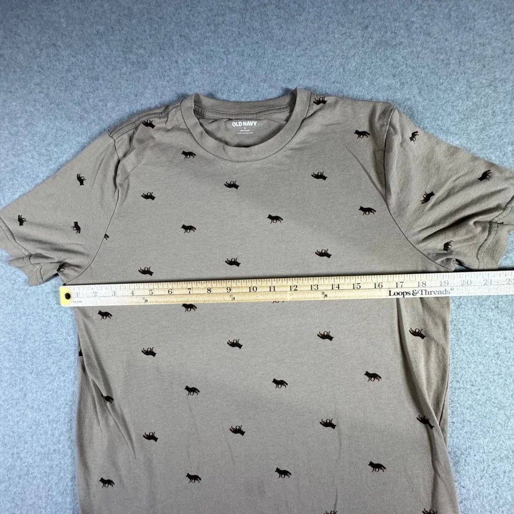Old Navy Fox Print T-Shirt Kids Small Taupe Brown Short Sleeve Crew Neck Tee
